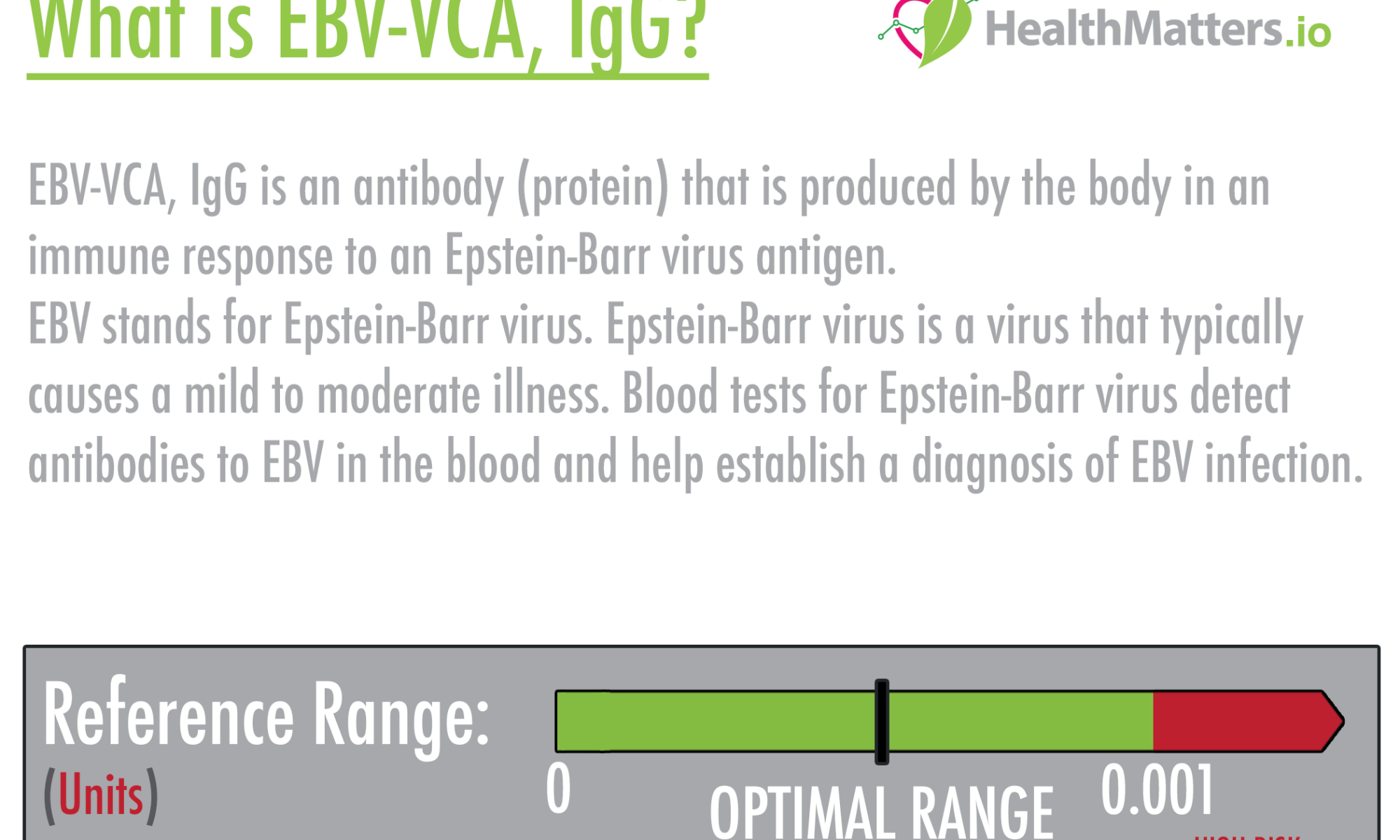 EBV-VCA, IgG EBV-VCA, IgG is an antibody (protein) that is produced by the body in an immune response to an Epstein-Barr virus antigen. EBV stands for Epstein-Barr virus. Epstein-Barr virus is a virus that typically causes a mild to moderate illness. Blood tests for Epstein-Barr virus detect antibodies to EBV in the blood and help establish a diagnosis of EBV infection.